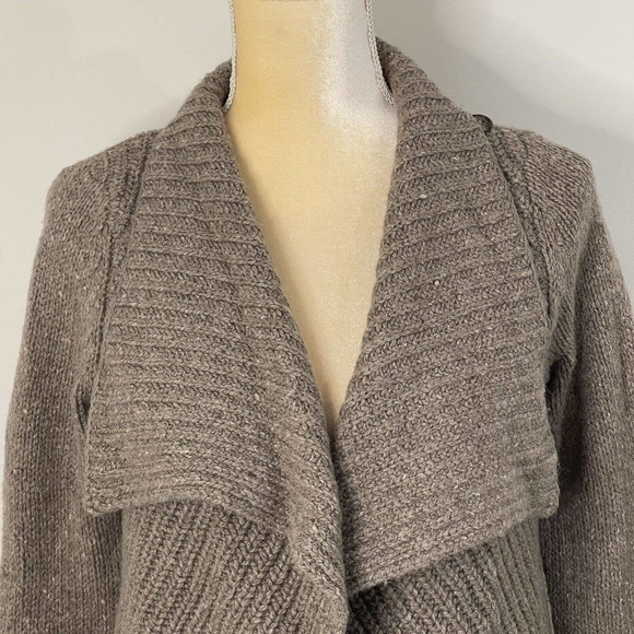 Lauren Ralph Lauren Wool Alpaca Blend Cardigan Size XS Brown Drape Front - Picture 3 of 10